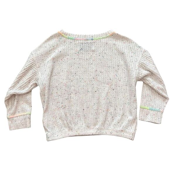 Old Navy Sweater Girls Size 3T Cream Speckled‎ Pastel Details Waffle Knit - Picture 6 of 6